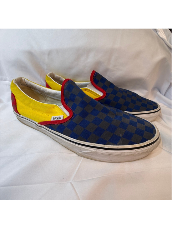 Vans Other - Vans Classic Slip-On Checkerboard Colorblock Blue Yellow Red Sneakers Men’s 9 Wo
